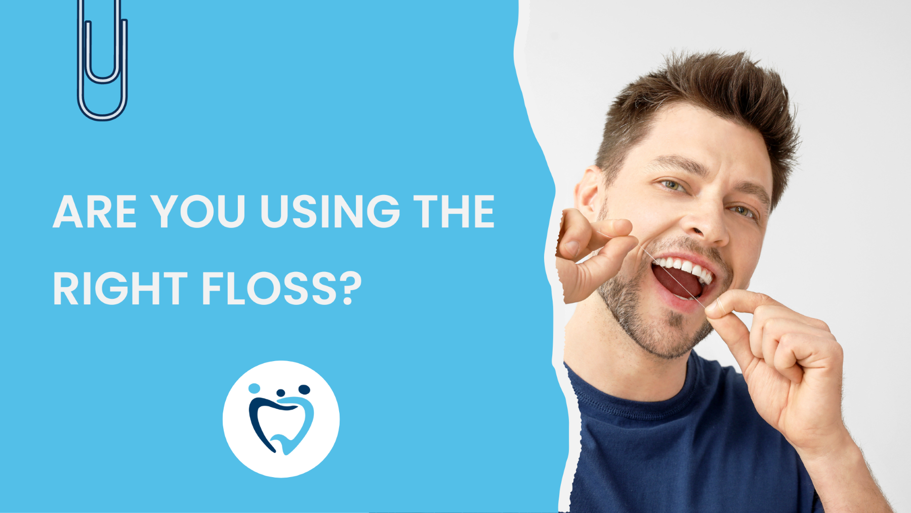 man flossing and title of post